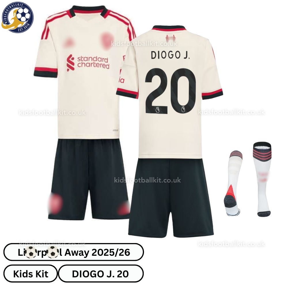Lvr^_^pooI Away Kids Football Kit 2025/26 – DIOGO J. 20 (With socks)
